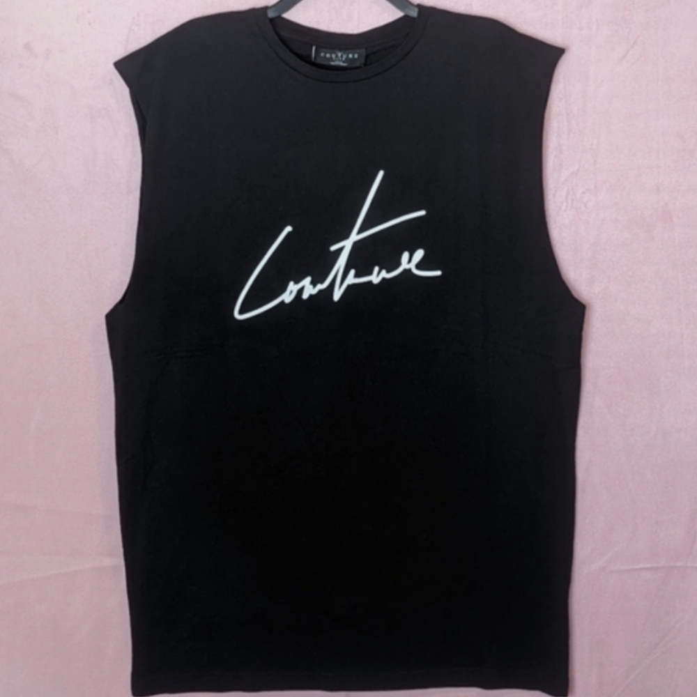 The Couture Club Black Box Logo Sleeveless Muscle Tank Top size Medium